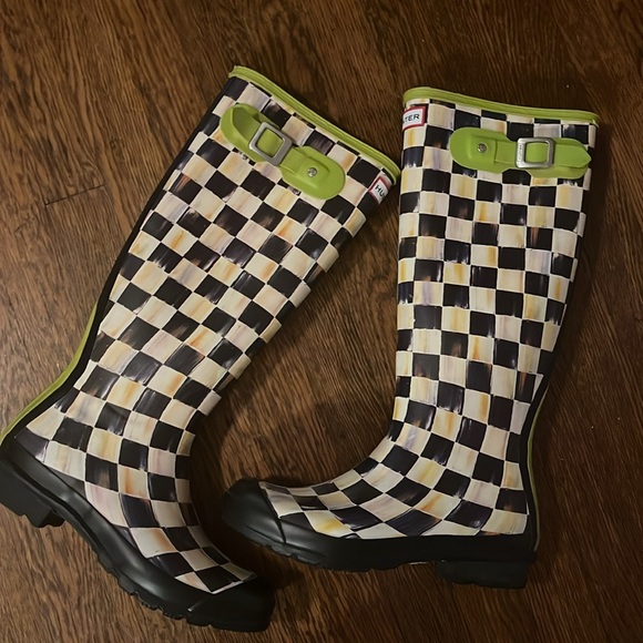 McKenzie Childs Courtly Check Hunter Rain Boots 9 - Picture 5 of 5